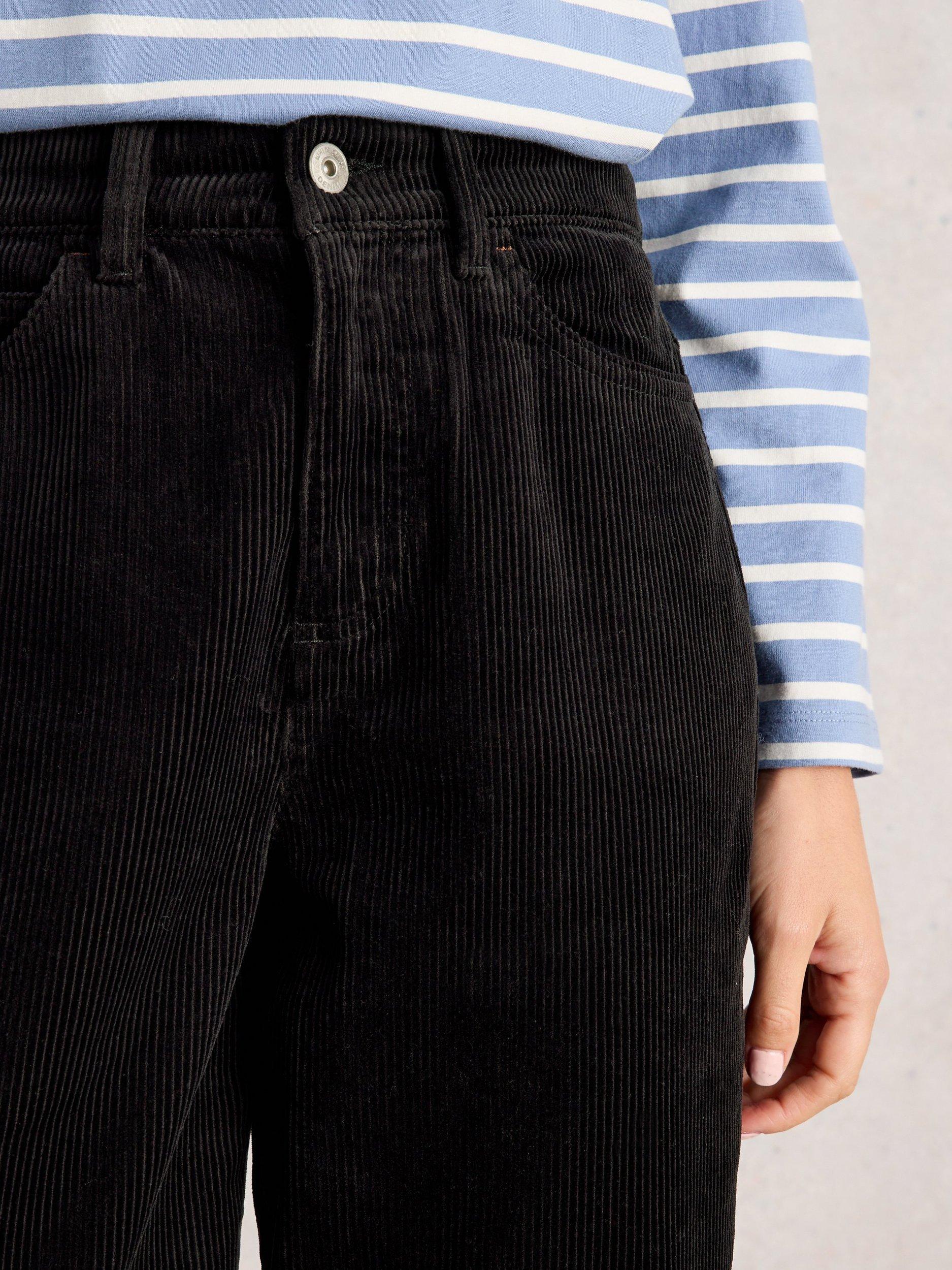 Product image 3 of 6, which shows White Stuff Ayla Corduroy Trousers, Pure Black, 6S