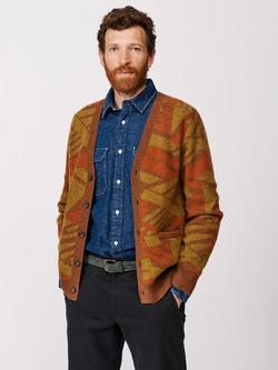 Aubin Blake Wool Cashmere Blend Geo Pattern Cardigan, Rust/Multi, Rust/Multi