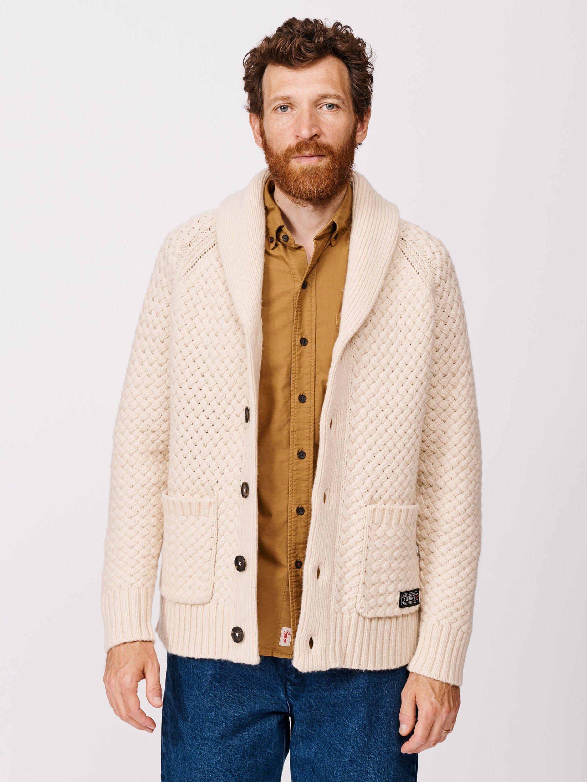 Product image 1 of 7, which shows Aubin Frampton Wool Blend Shawl Cardigan, Ecru, S