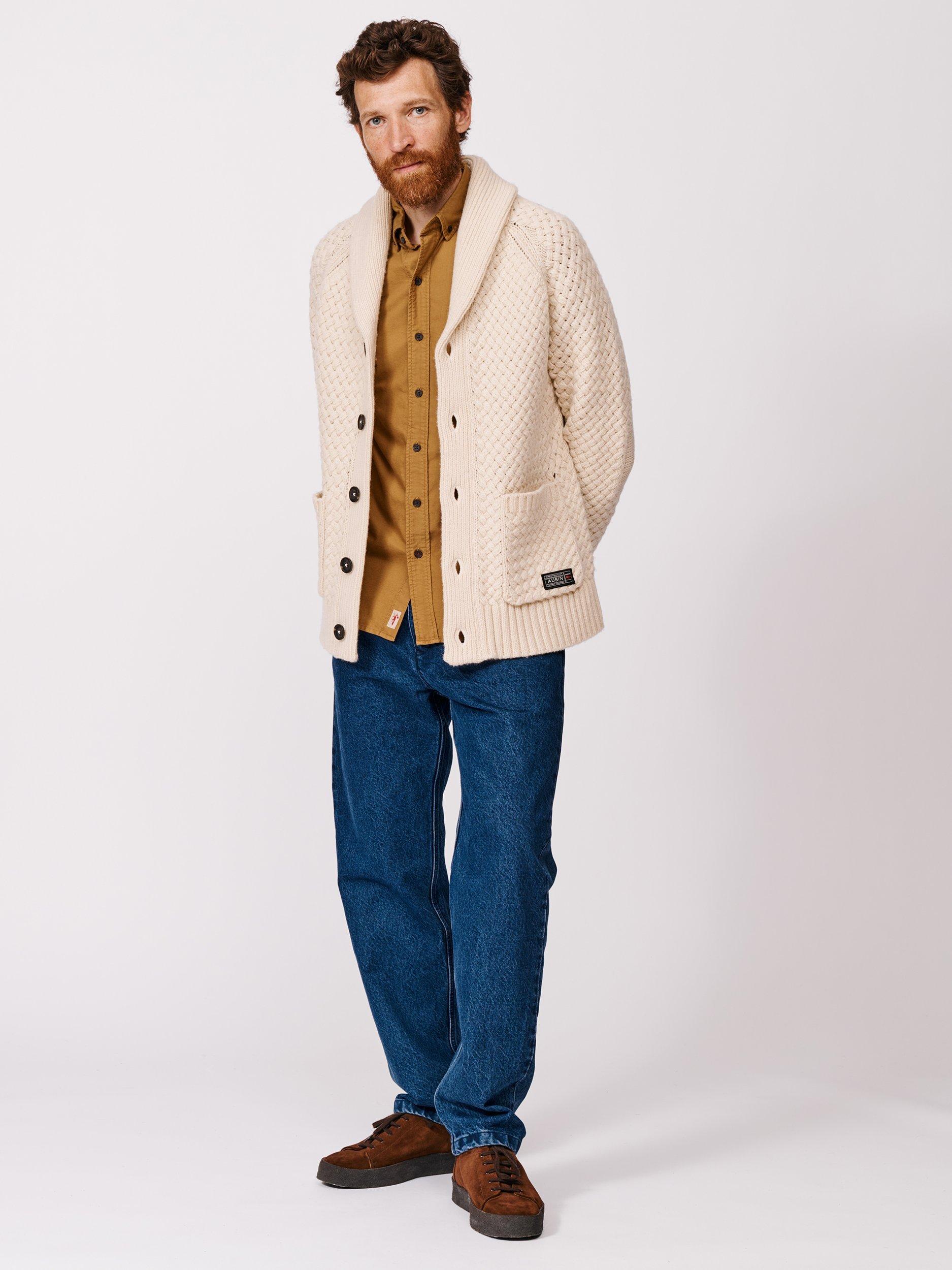 Product image 3 of 7, which shows Aubin Frampton Wool Blend Shawl Cardigan, Ecru, S