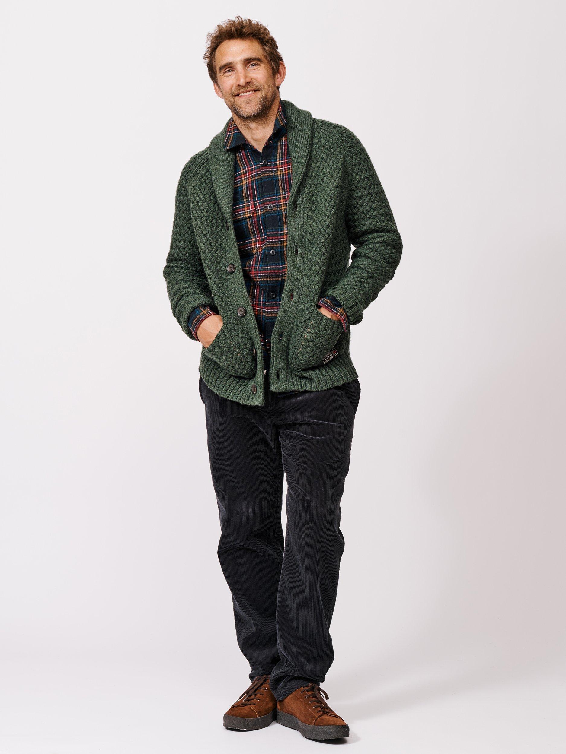 Product image 3 of 7, which shows Aubin Frampton Wool Blend Shawl Cardigan, Khaki, S