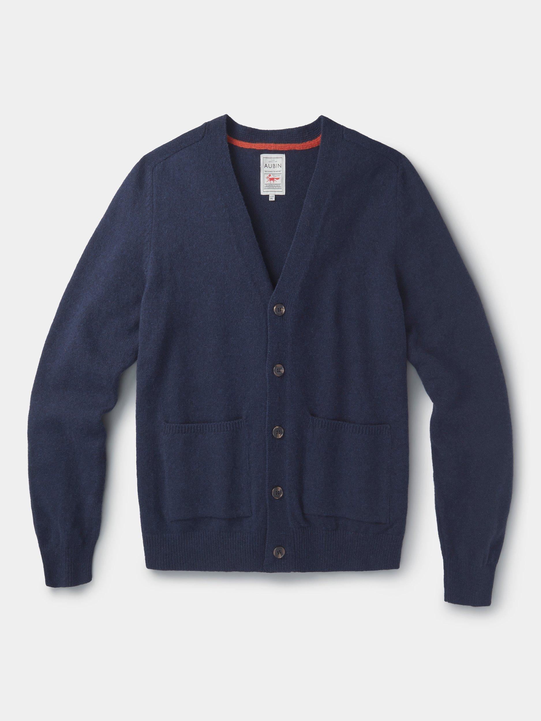 Product image 5 of 5, which shows Aubin Hales Lambswool V-Neck Cardigan, Navy, L
