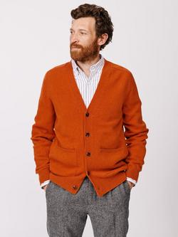Aubin Hales Lambswool V-Neck Cardigan, Rust