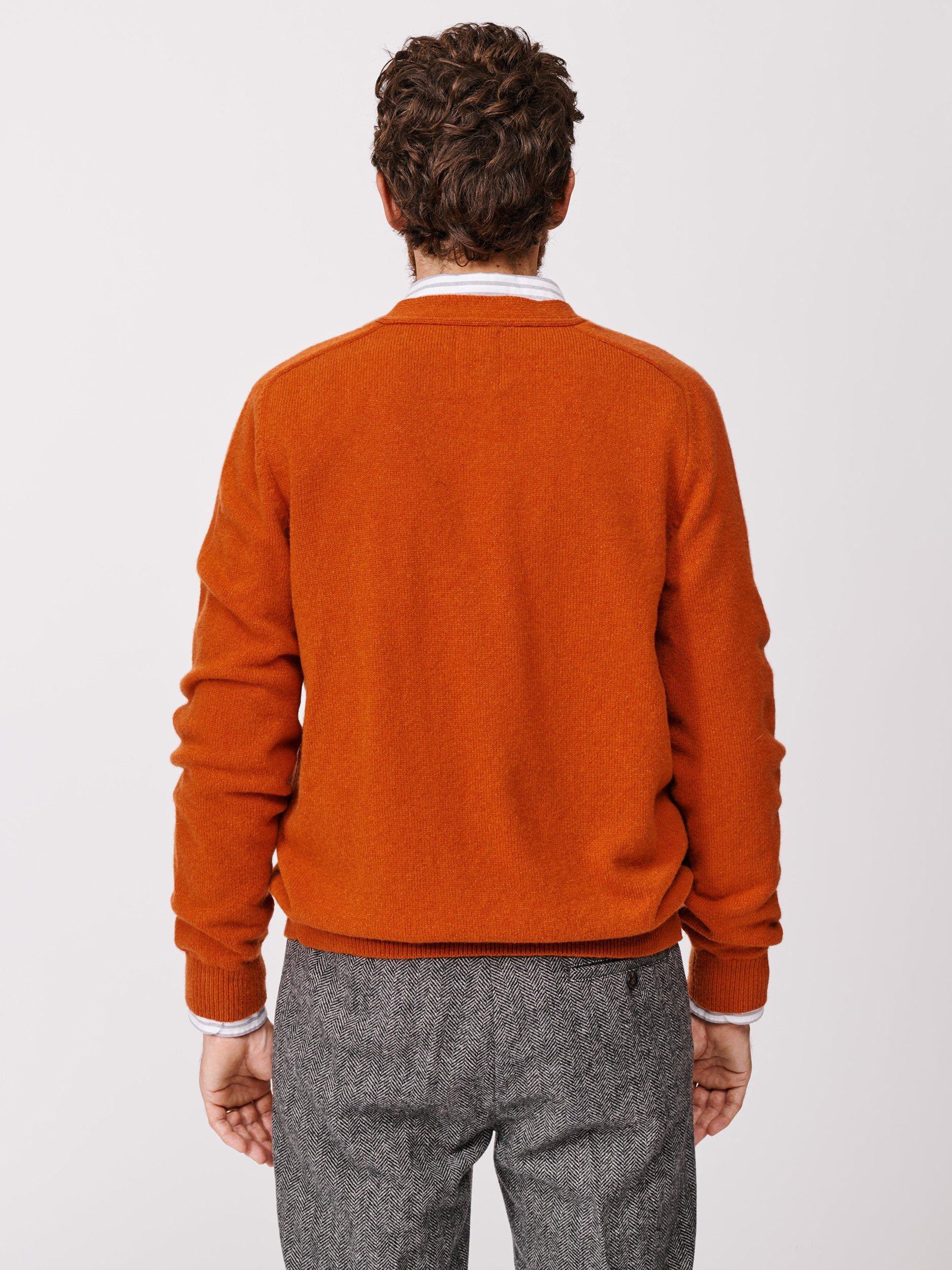 Product image 2 of 5, which shows Aubin Hales Lambswool V-Neck Cardigan, Rust, M