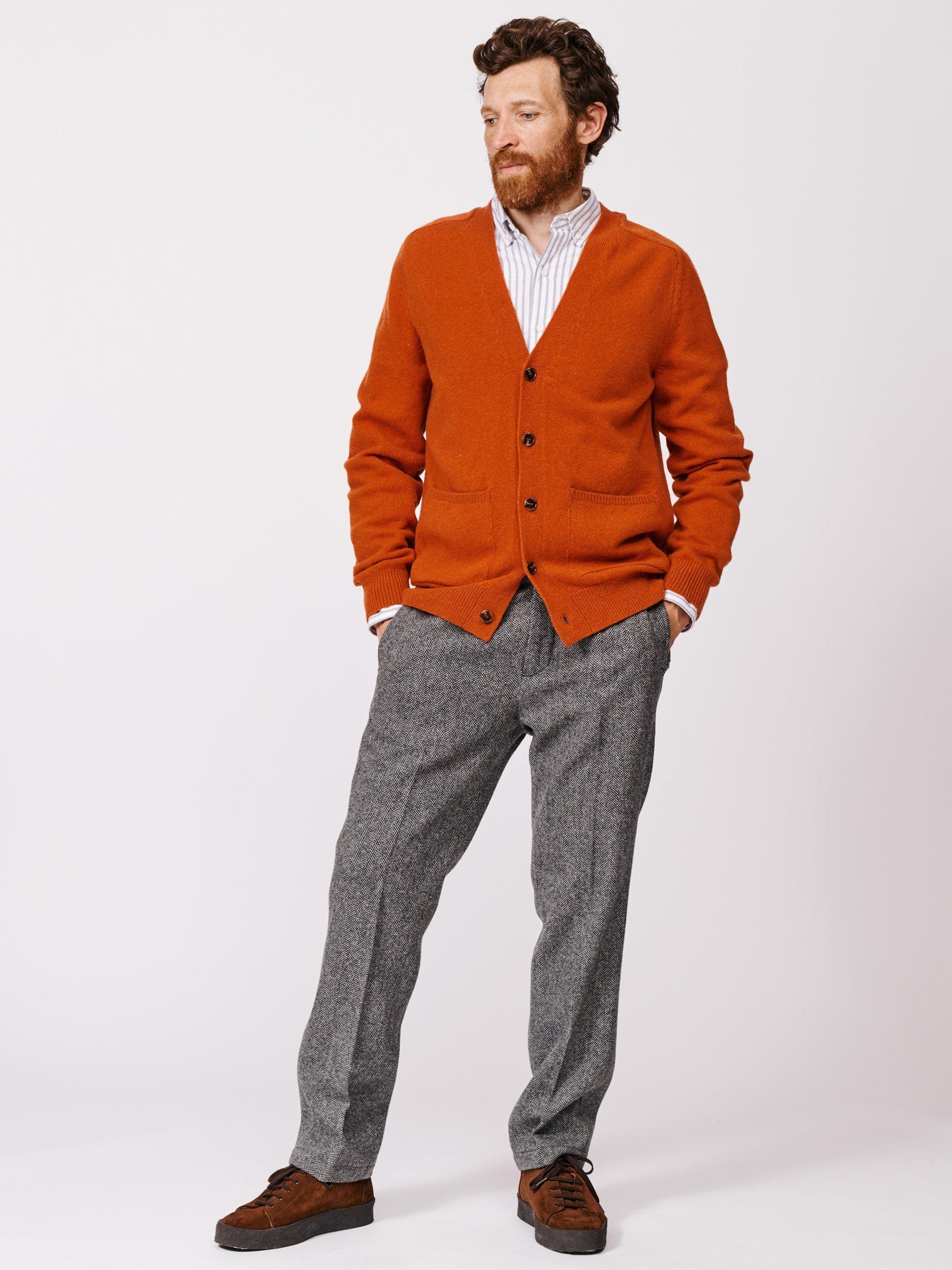 Product image 3 of 5, which shows Aubin Hales Lambswool V-Neck Cardigan, Rust, M