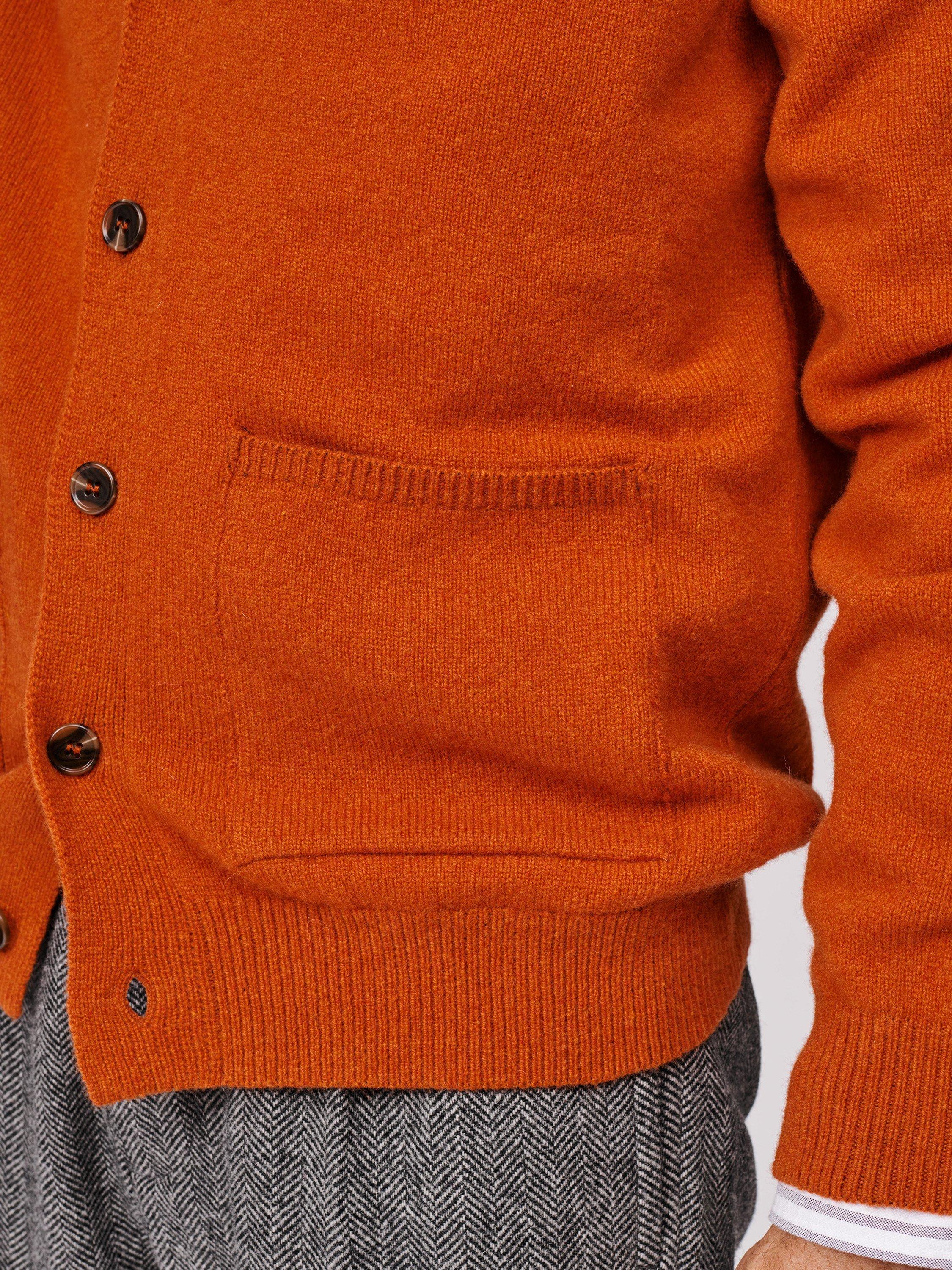 Product image 4 of 5, which shows Aubin Hales Lambswool V-Neck Cardigan, Rust, M