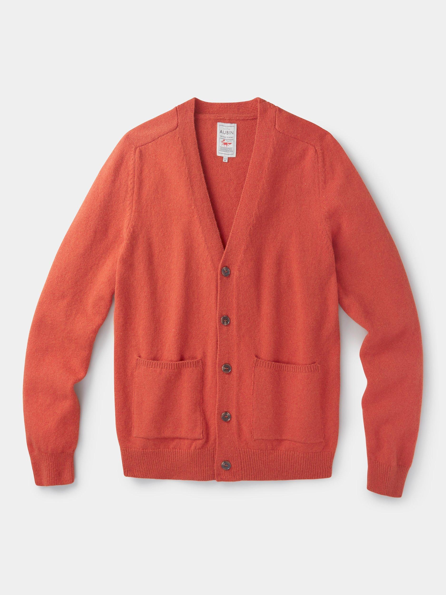 Product image 5 of 5, which shows Aubin Hales Lambswool V-Neck Cardigan, Rust, M