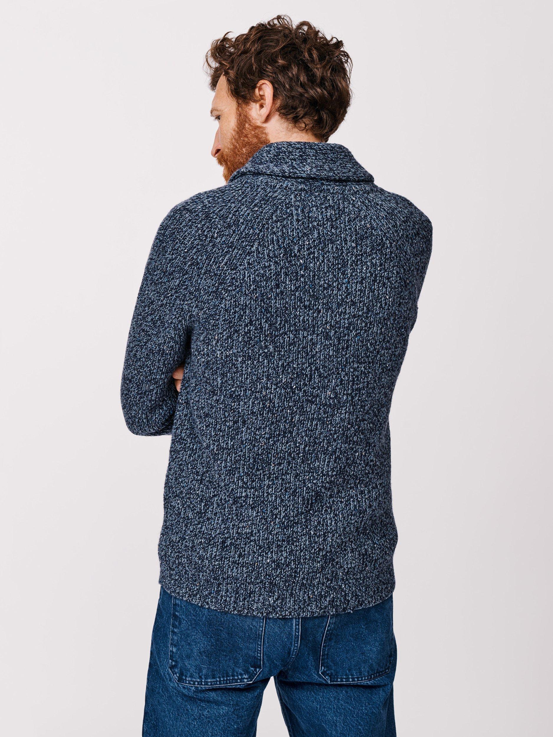 Product image 2 of 6, which shows Aubin Studham Wool Blend Shawl Neck Cardigan, Blue Mix, S