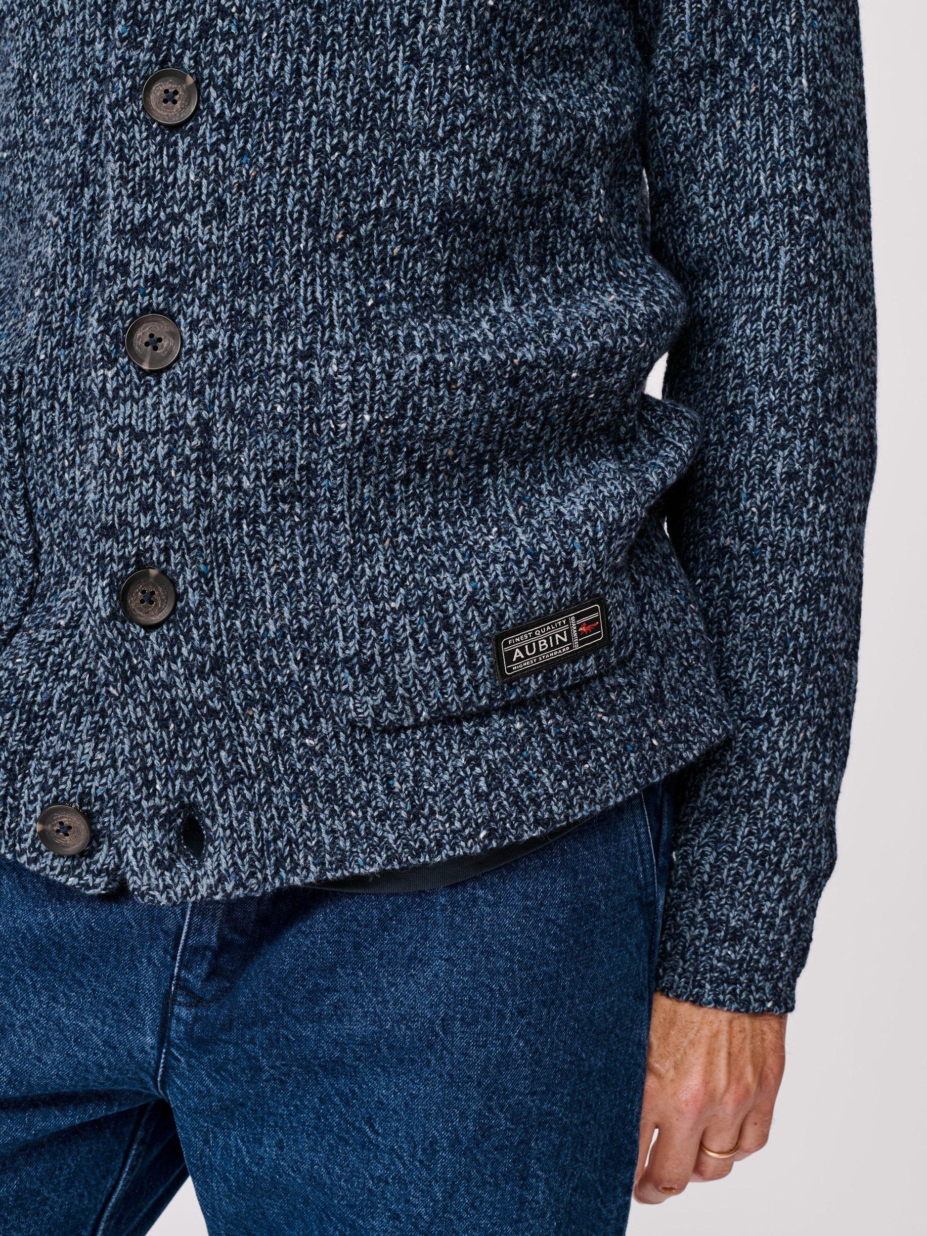 Product image 5 of 6, which shows Aubin Studham Wool Blend Shawl Neck Cardigan, Blue Mix, S