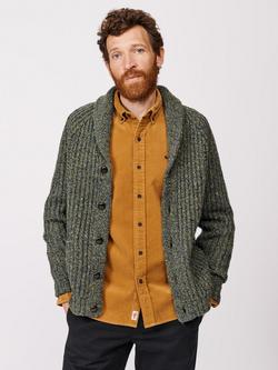 Aubin Priory Fisherman Knit Wool Blend Cardigan, Khaki, Khaki