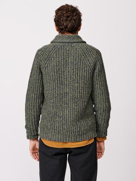 Aubin Priory Fisherman Knit Wool Blend Cardigan, Khaki - view 2, Khaki