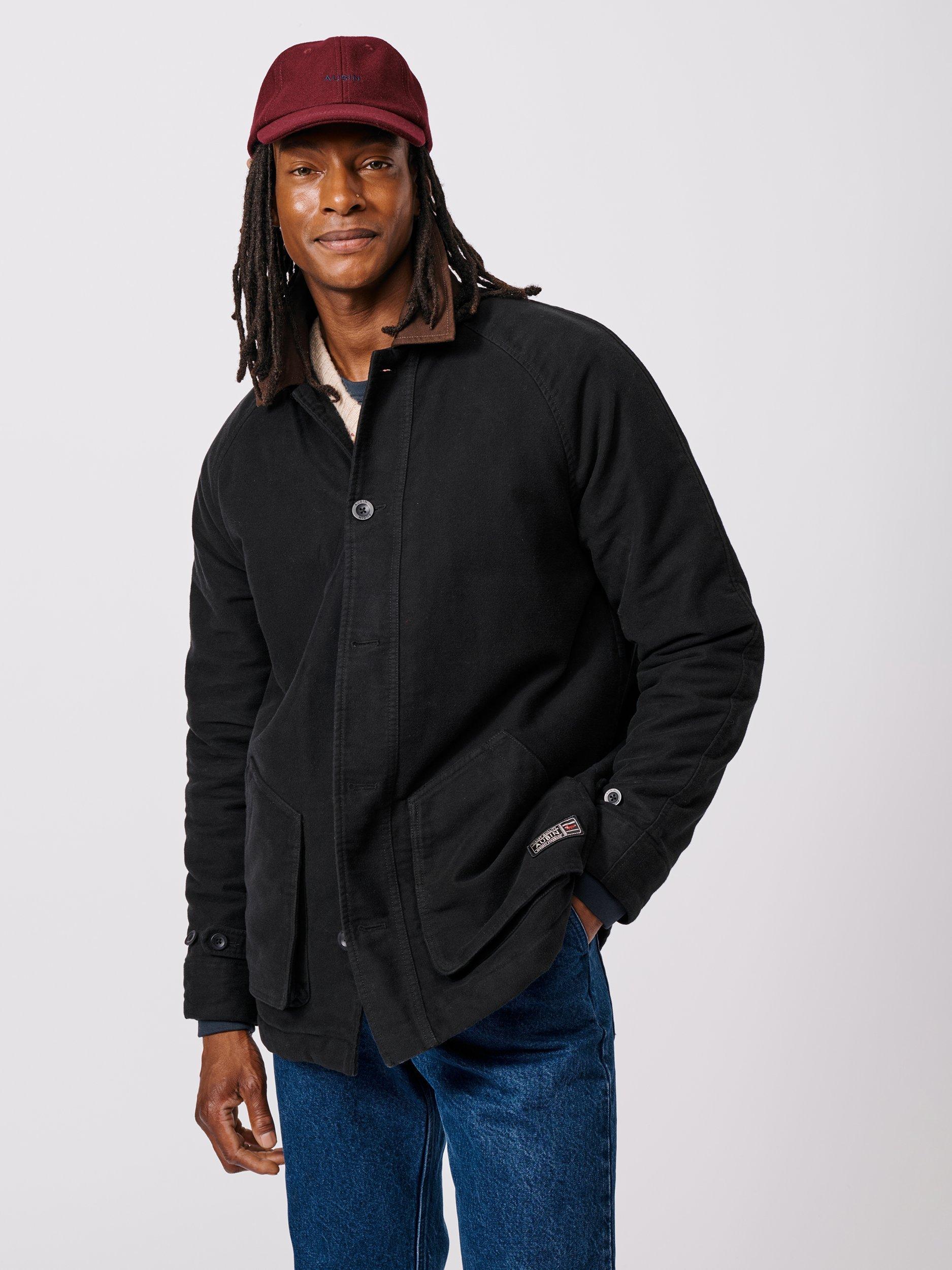 Product image 1 of 7, which shows Aubin Bennett Cotton Moleskin Utility Jacket, Washed Black, XXL