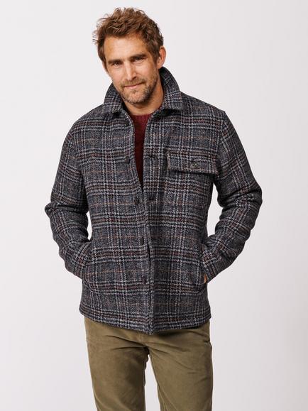 Aubin Nettleham Wool Blend Check Jacket, Navy/Brown