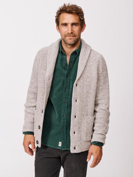 Aubin Studham Wool Blend Shawl Neck Cardigan, Light Grey