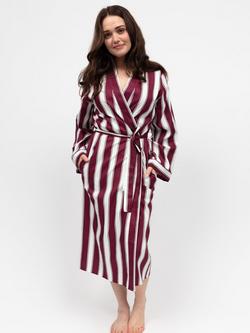 Cyberjammies Yasmin Stripe Dressing Gown, Ox Blood, Ox Blood