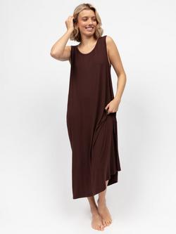 Cyberjammies Claudia Jersey Long Nightdress, Chocolate, Chocolate