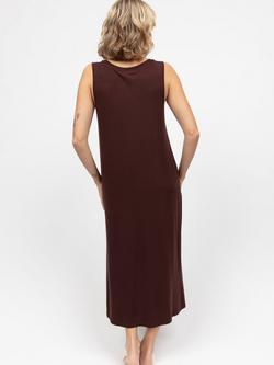 Cyberjammies Claudia Jersey Long Nightdress, Chocolate - view 2, Chocolate