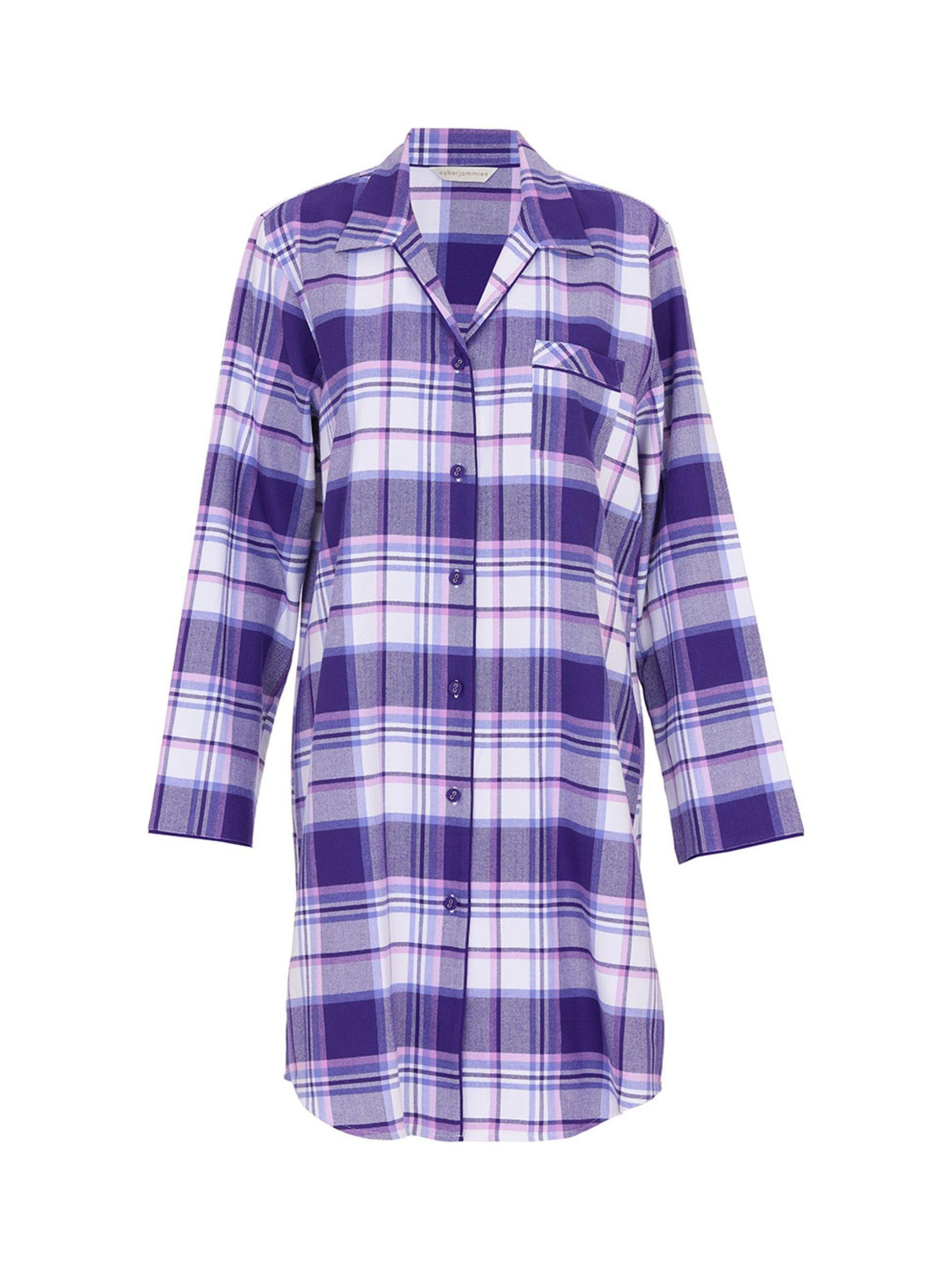 Product image 3 of 3, which shows Cyberjammies Evolet Check Nightshirt, Purple, 6