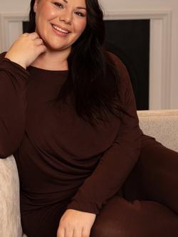 Cyberjammies Claudia Jersey Pyjama Bottoms, Chocolate - view 2, Chocolate