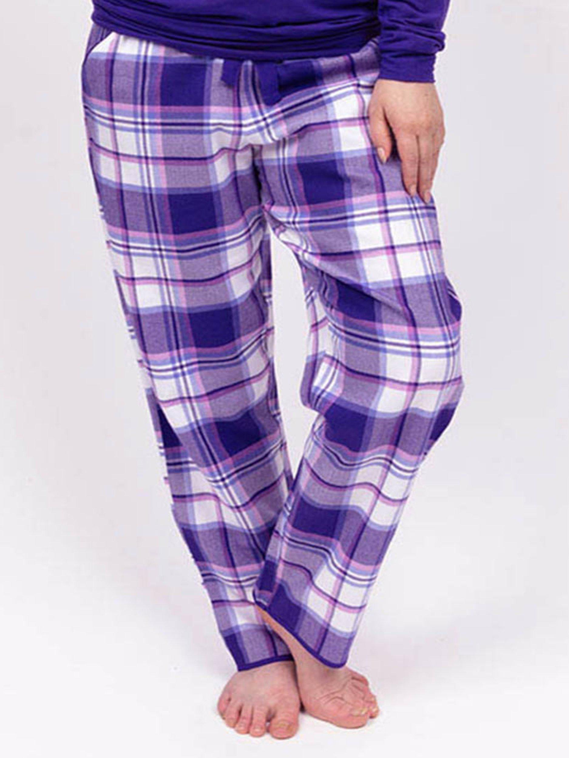 Product image 1 of 4, which shows Cyberjammies Evolet Check Pyjama Bottoms, Purple, 6