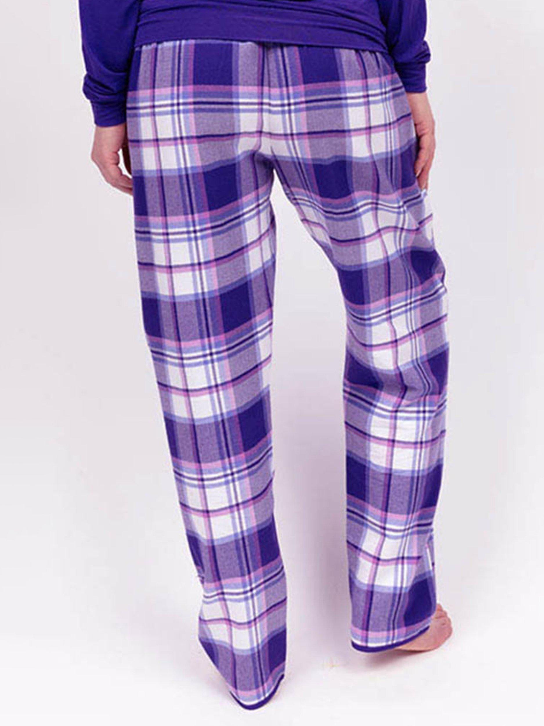 Product image 3 of 4, which shows Cyberjammies Evolet Check Pyjama Bottoms, Purple, 6