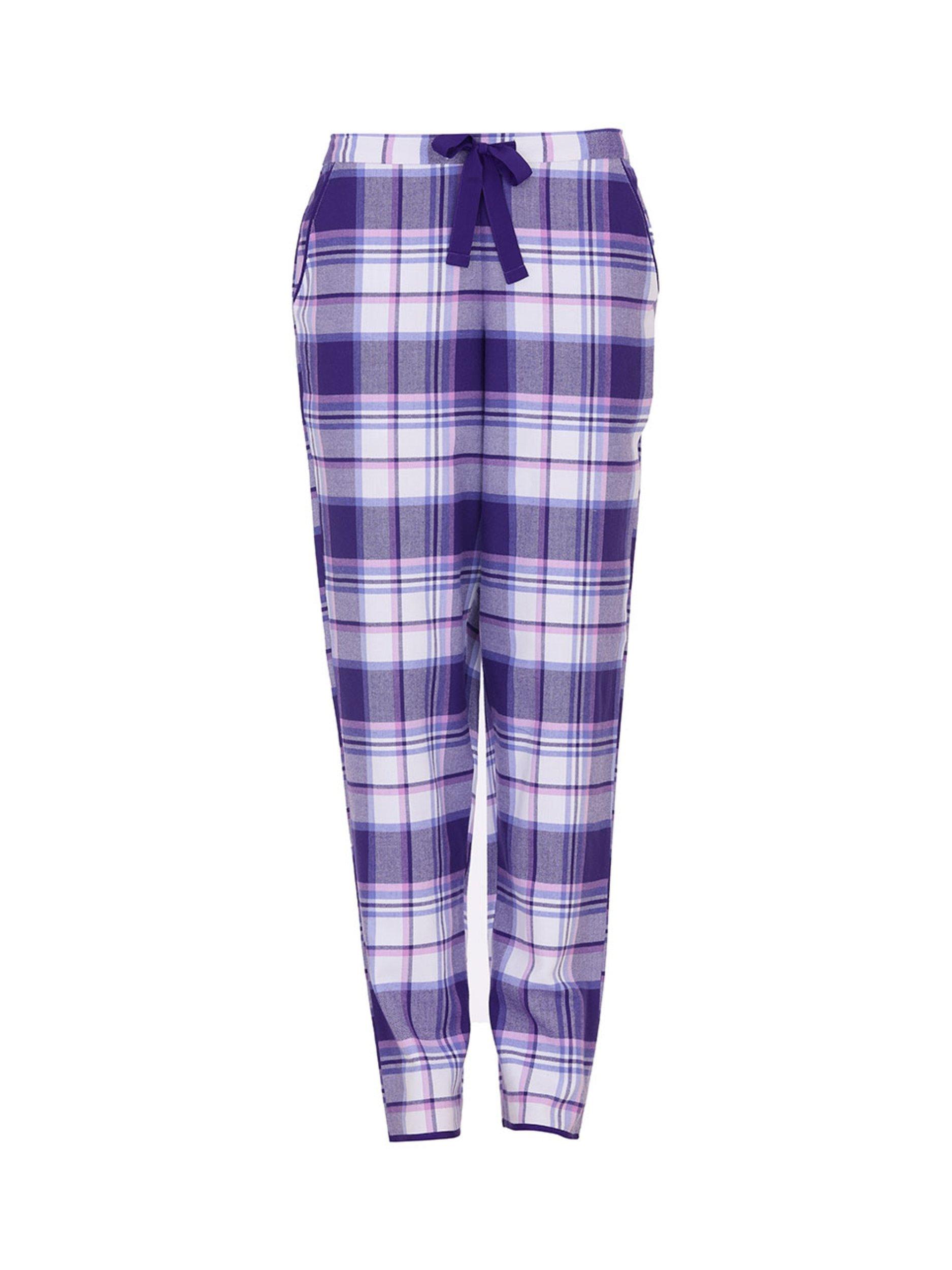 Product image 4 of 4, which shows Cyberjammies Evolet Check Pyjama Bottoms, Purple, 6