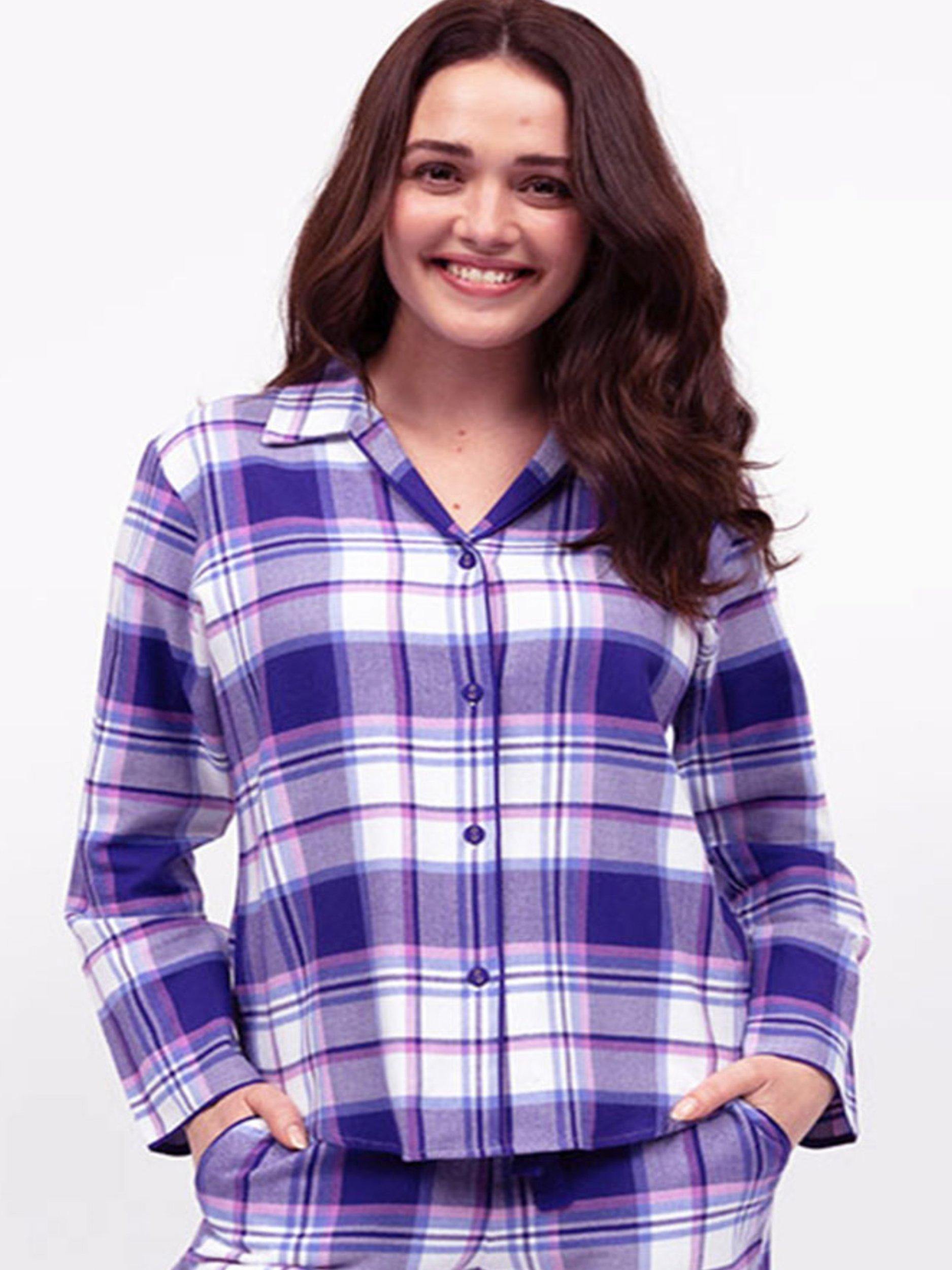 Product image 1 of 3, which shows Cyberjammies Evolet Check Pyjama Top, Purple, 6