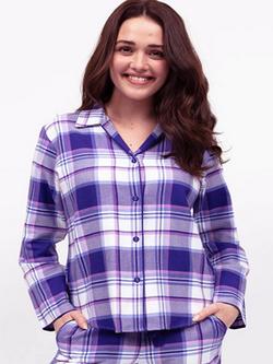 Cyberjammies Evolet Check Pyjama Top, Purple, Purple