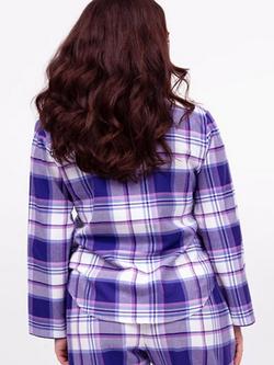 Cyberjammies Evolet Check Pyjama Top, Purple - view 2, Purple