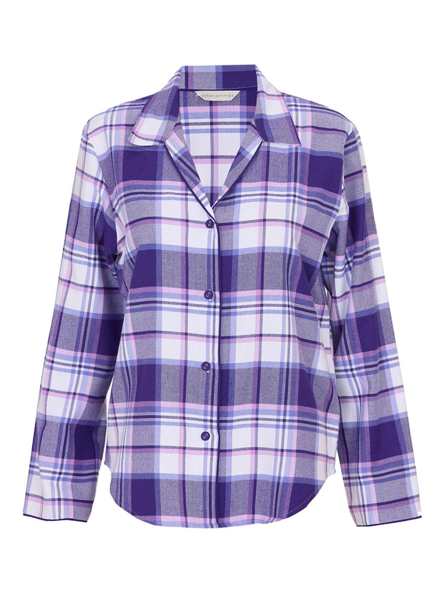 Product image 3 of 3, which shows Cyberjammies Evolet Check Pyjama Top, Purple, 6