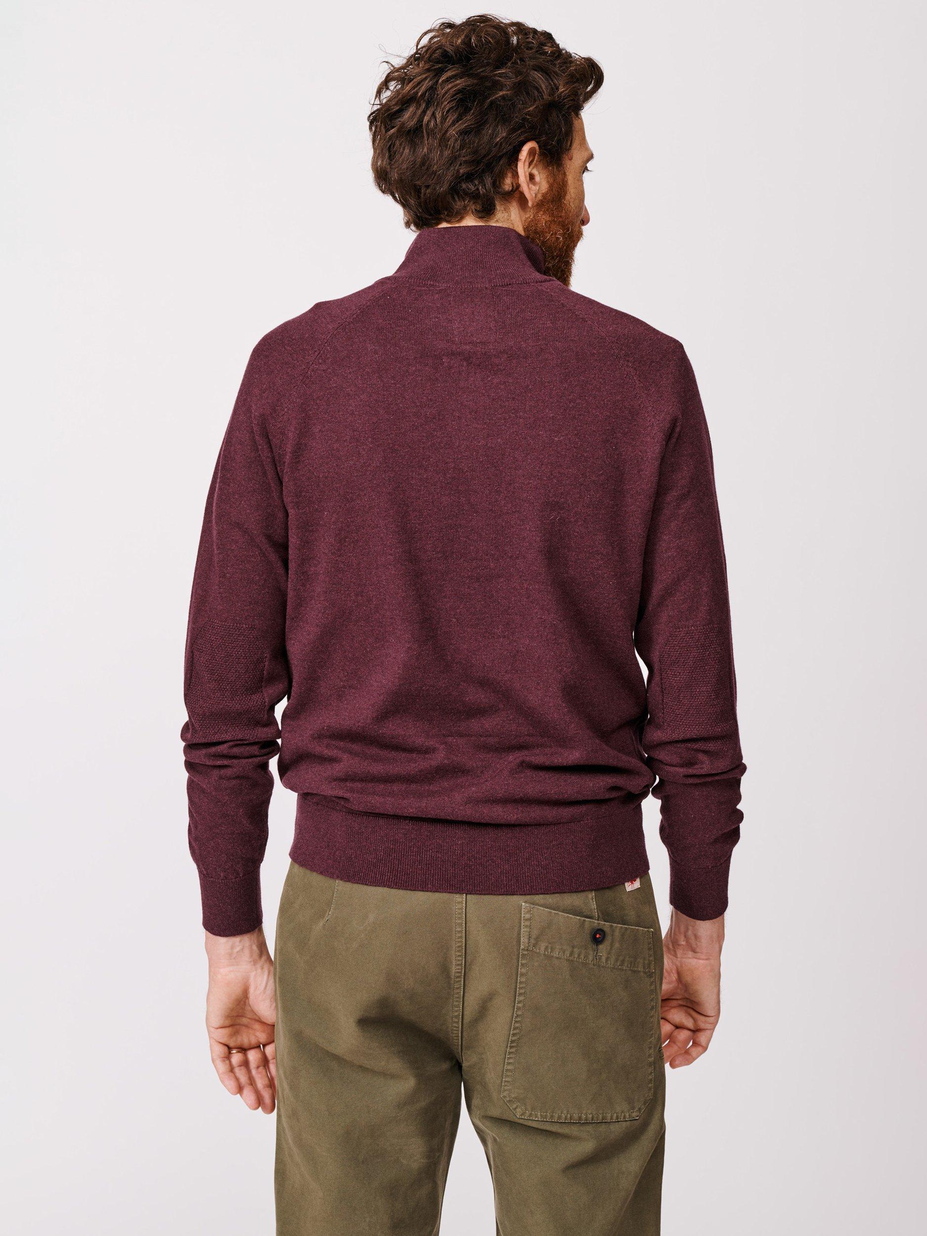 Product image 2 of 6, which shows Aubin Bonby Zip Neck Cotton Jumper, Red, L