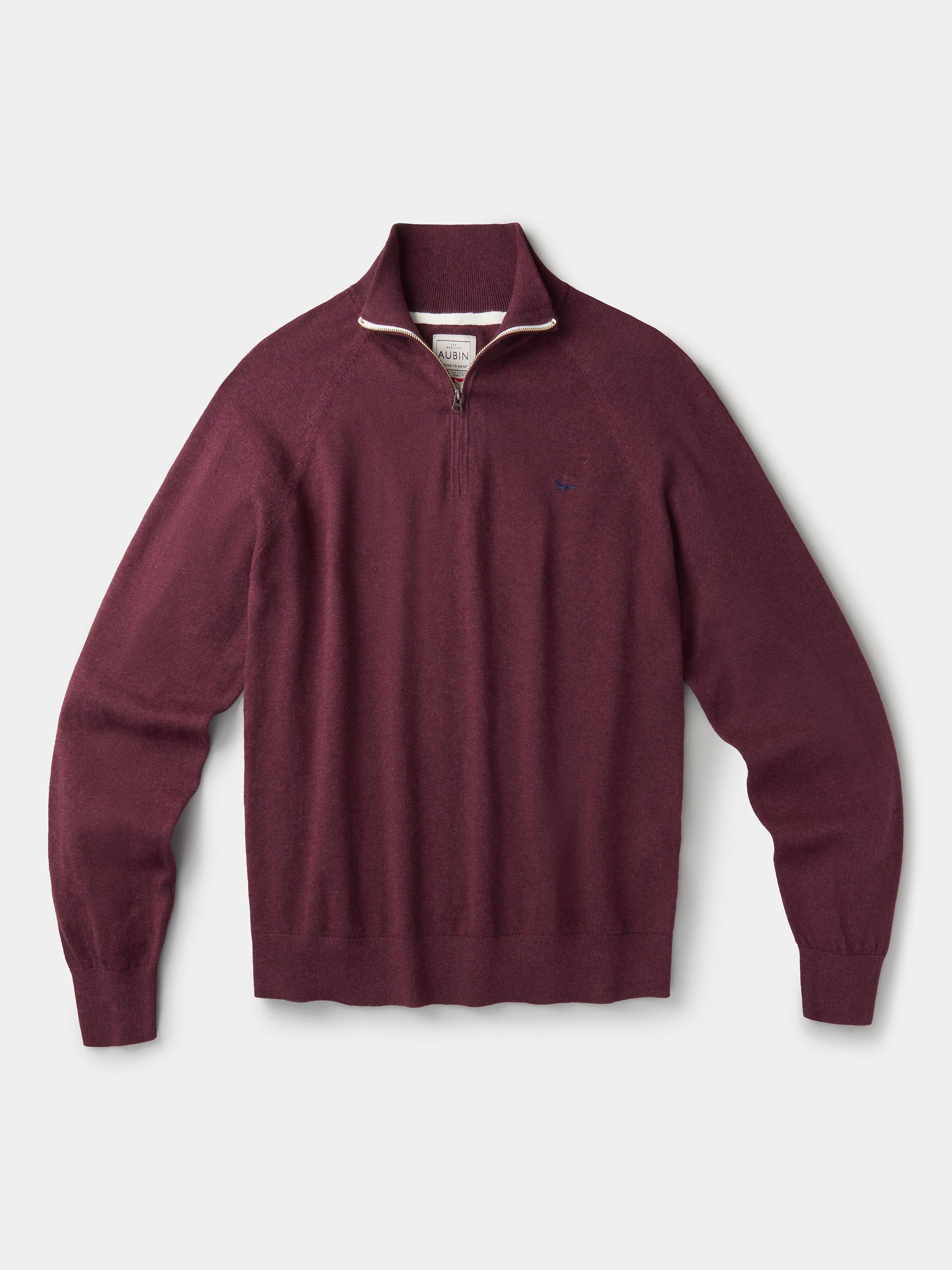 Product image 6 of 6, which shows Aubin Bonby Zip Neck Cotton Jumper, Red, L