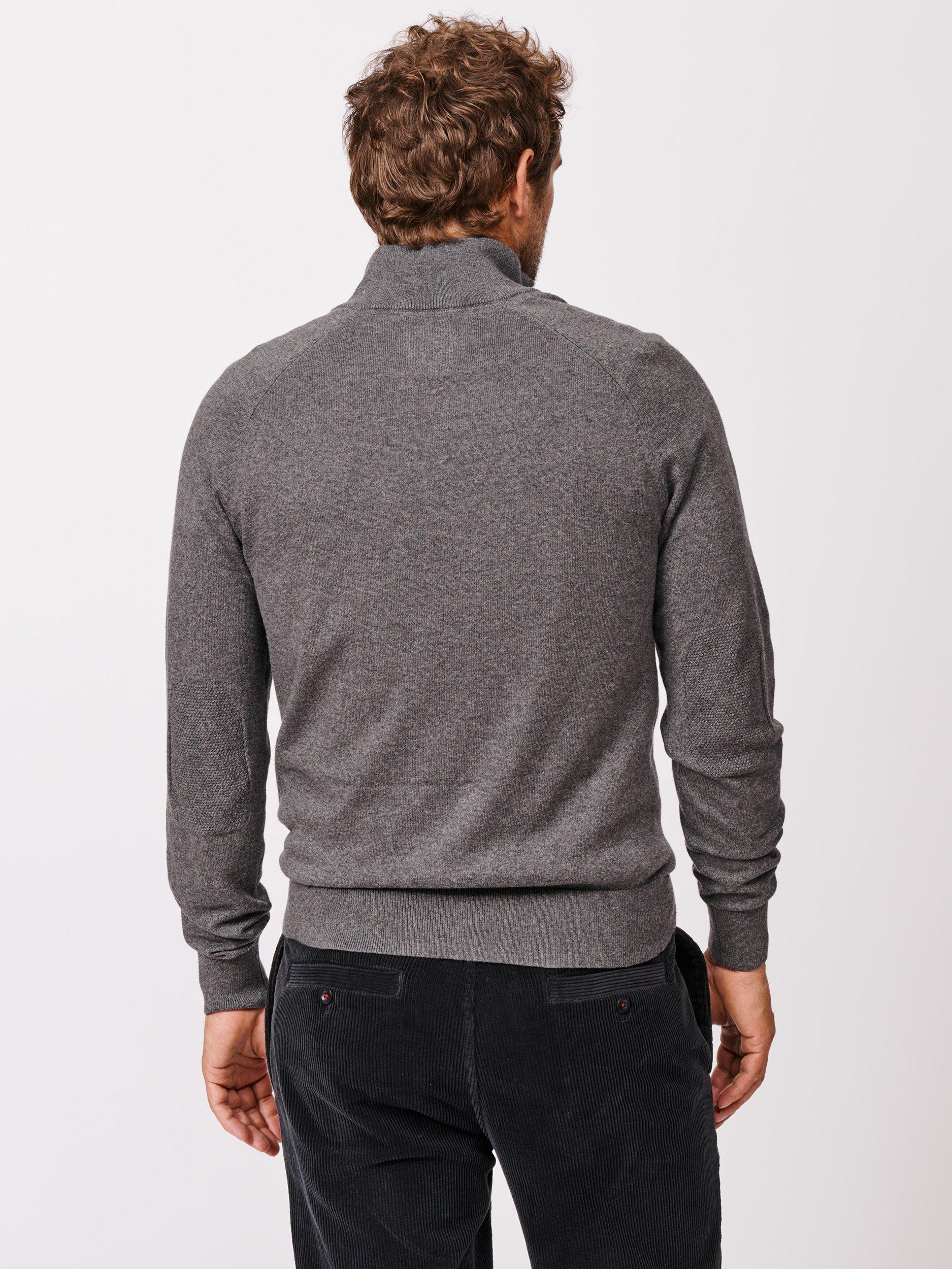 Product image 2 of 6, which shows Aubin Bonby Zip Neck Cotton Jumper, Charcoal, S