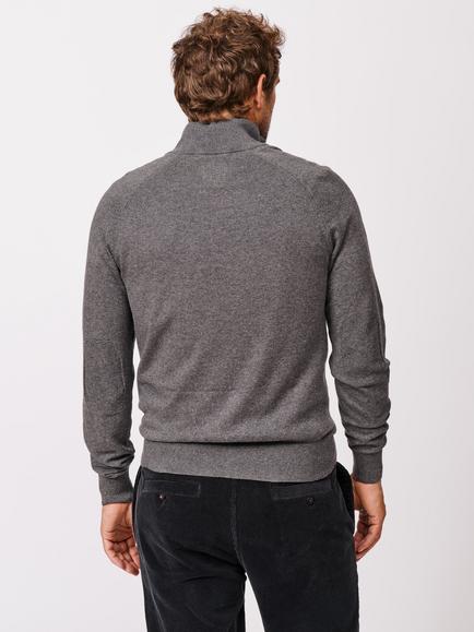 Aubin Bonby Zip Neck Cotton Jumper - view 2, Charcoal