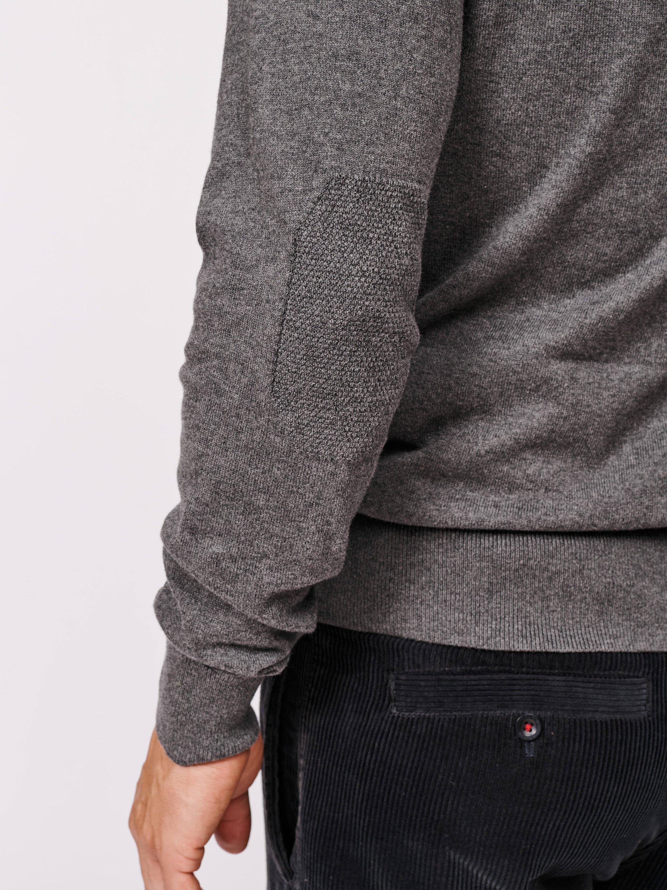 Product image 5 of 6, which shows Aubin Bonby Zip Neck Cotton Jumper, Charcoal, S