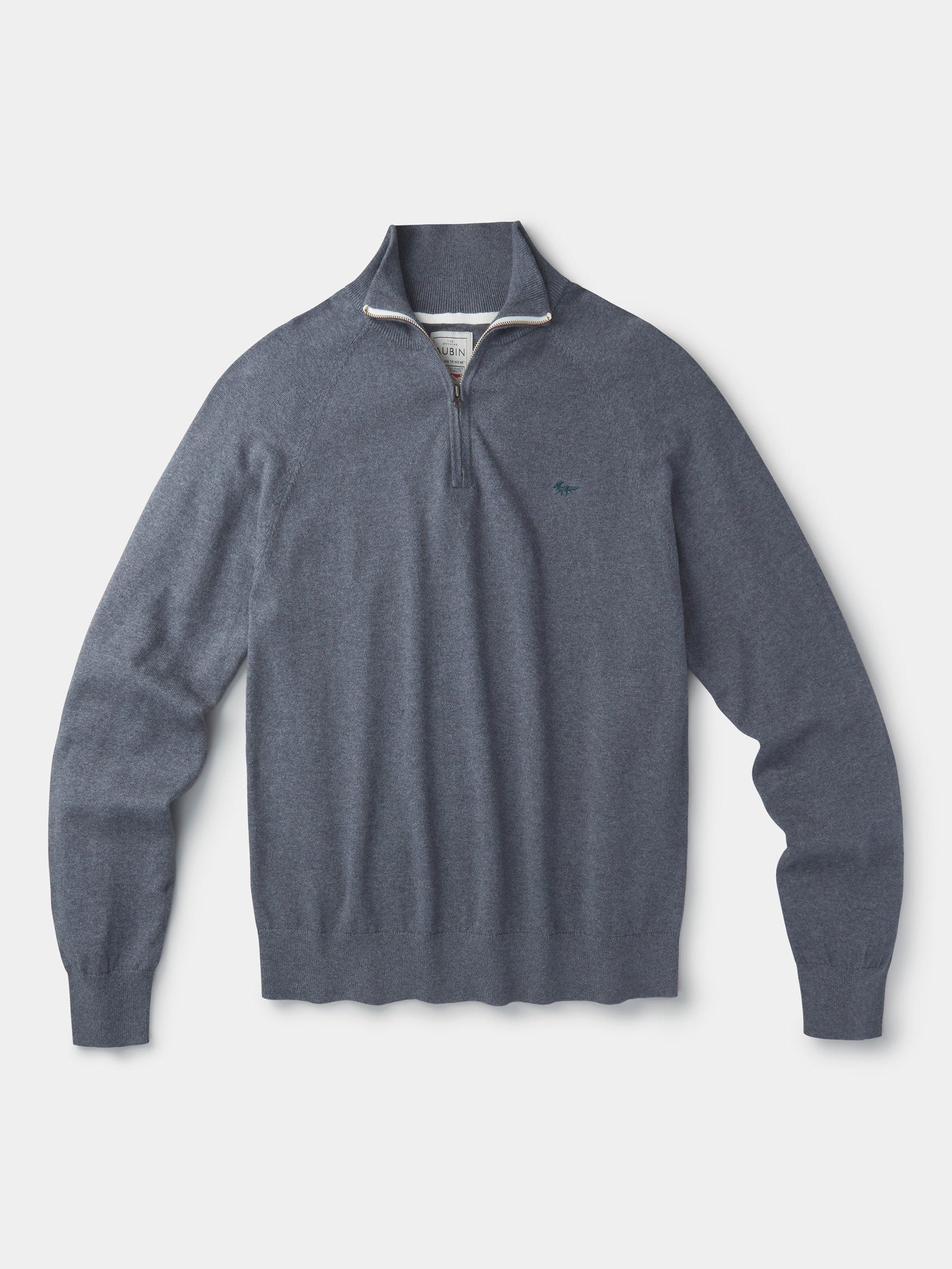 Product image 6 of 6, which shows Aubin Bonby Zip Neck Cotton Jumper, Charcoal, S