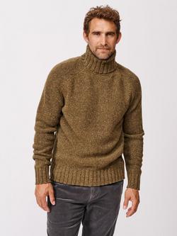Aubin Caster Donegal Wool Blend Roll Neck Jumper, Khaki