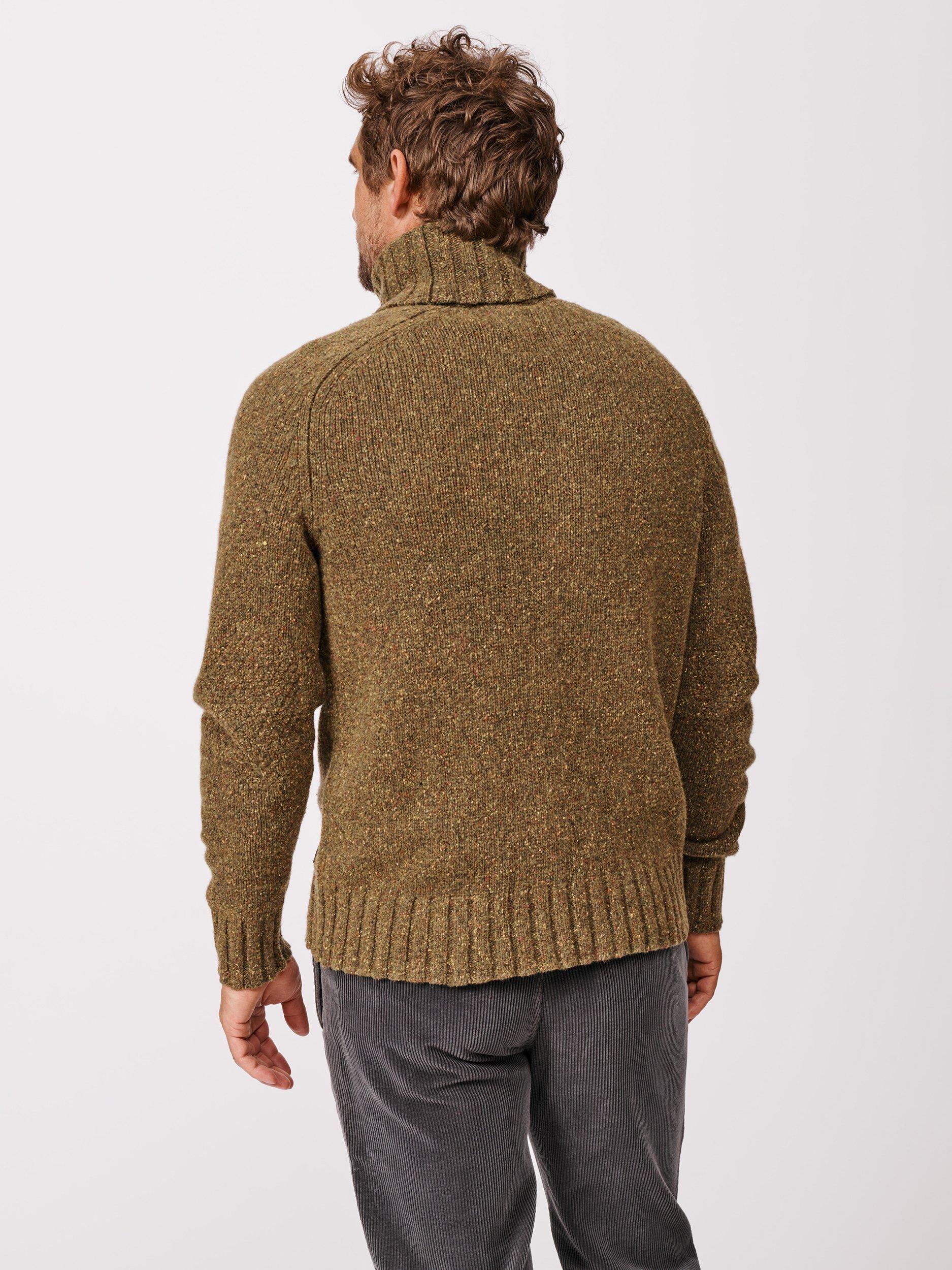 Product image 2 of 6, which shows Aubin Caster Donegal Wool Blend Roll Neck Jumper, Khaki, S