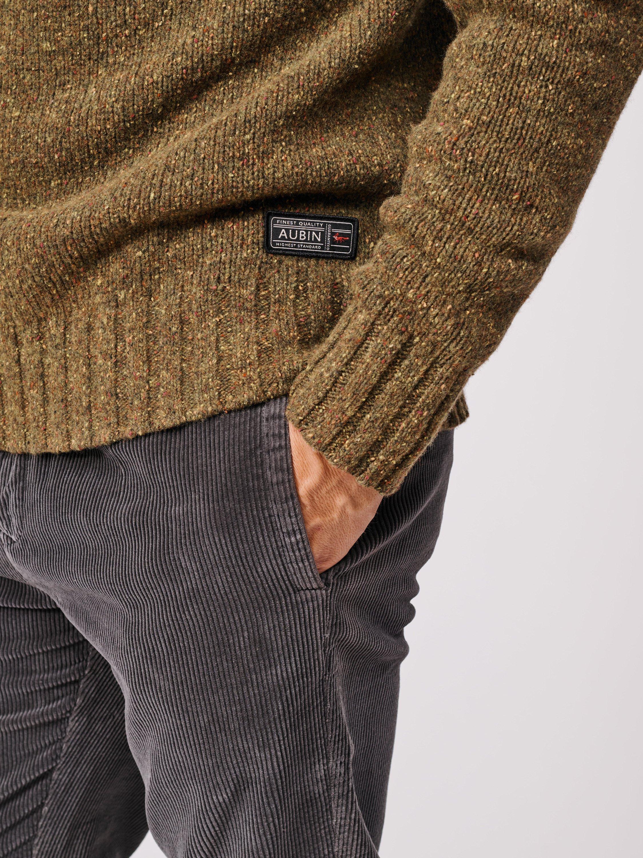Product image 5 of 6, which shows Aubin Caster Donegal Wool Blend Roll Neck Jumper, Khaki, S