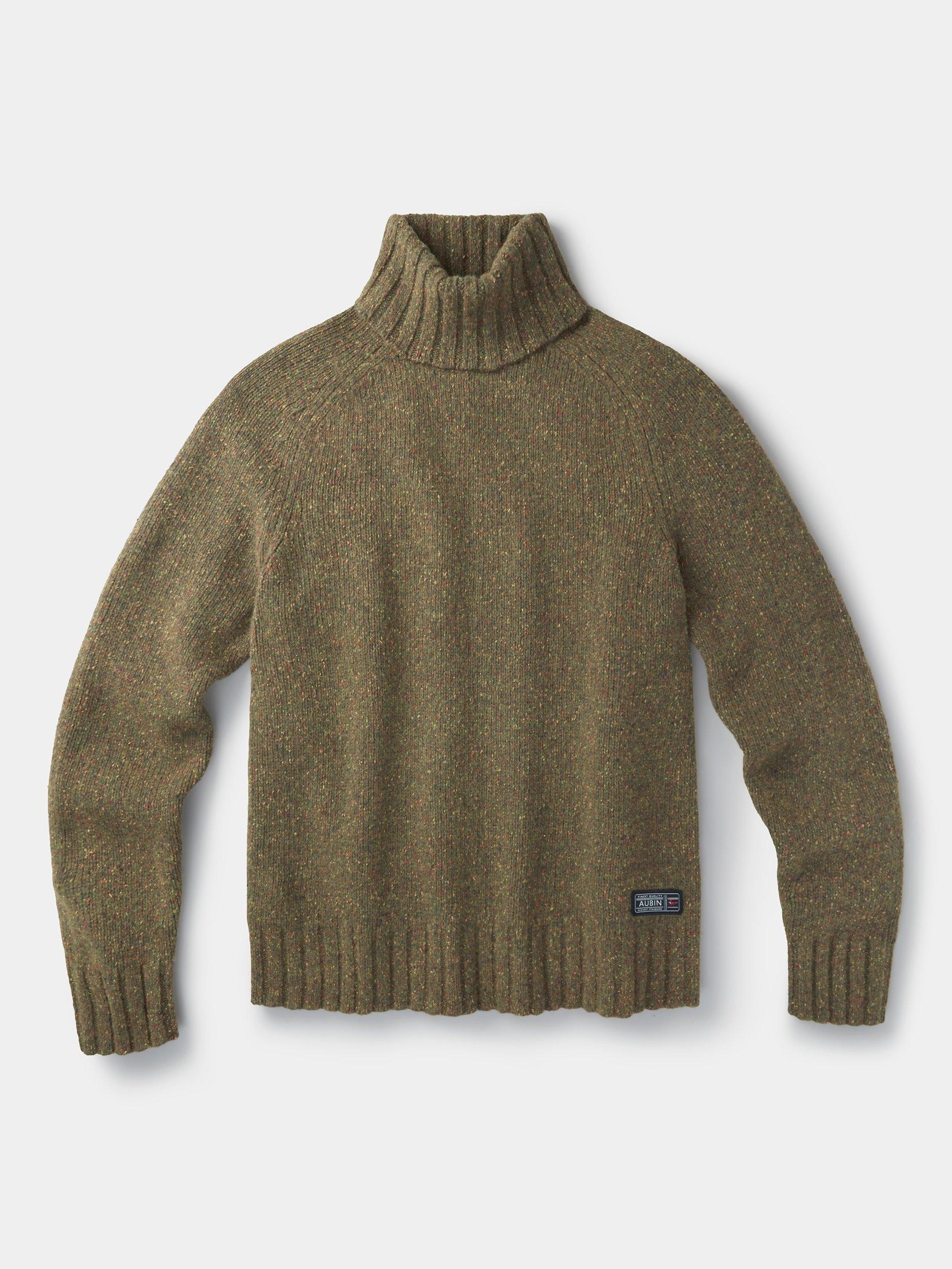 Product image 6 of 6, which shows Aubin Caster Donegal Wool Blend Roll Neck Jumper, Khaki, S