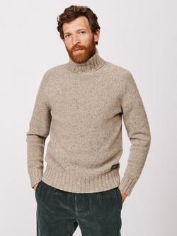 Aubin Caster Donegal Wool Blend Roll Neck Jumper, Natural