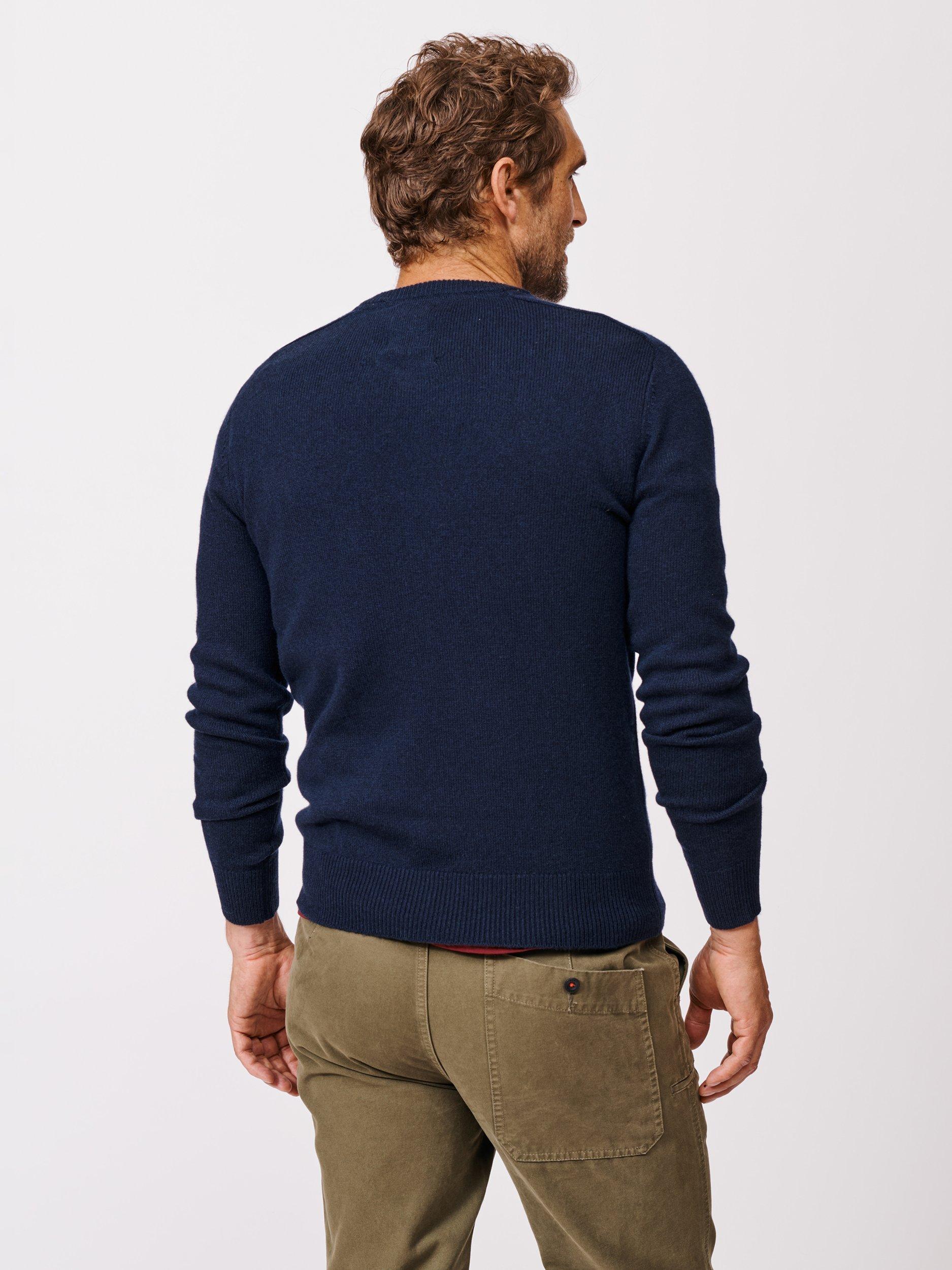 Product image 2 of 5, which shows Aubin Eastbourne Wool V Neck Jumper, Navy, S