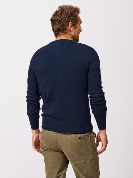 Aubin Eastbourne Wool V-Neck Jumper - view 2, Navy