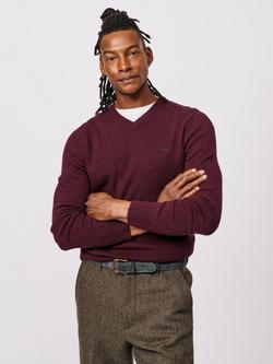 Aubin Eastbourne Wool V Neck Jumper, Port