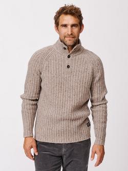 Aubin Farnham Wool Blend High Neck Fisherman Jumper, Natural