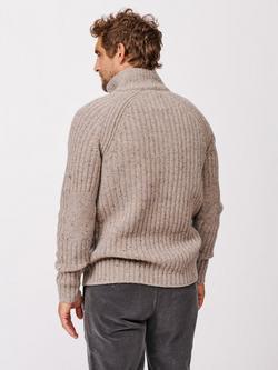 Aubin Farnham Wool Blend High Neck Fisherman Jumper - view 2, Natural