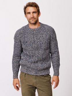 Aubin Gunby Wool Blend Crew Neck Jumper, Blue Twist