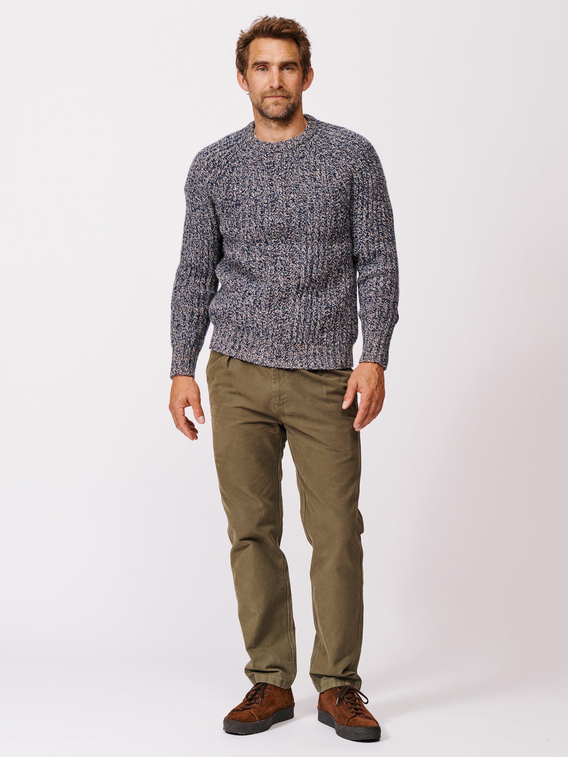 Product image 3 of 4, which shows Aubin Gunby Wool Blend Crew Neck Jumper, Blue Twist, L