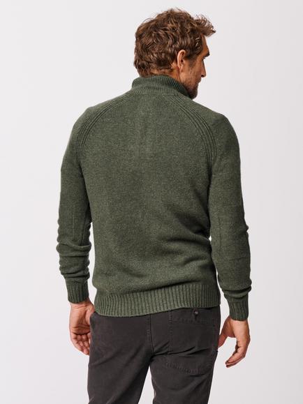 Aubin Pelham Wool Blend Zip-Neck Jumper - view 2, Dark Green