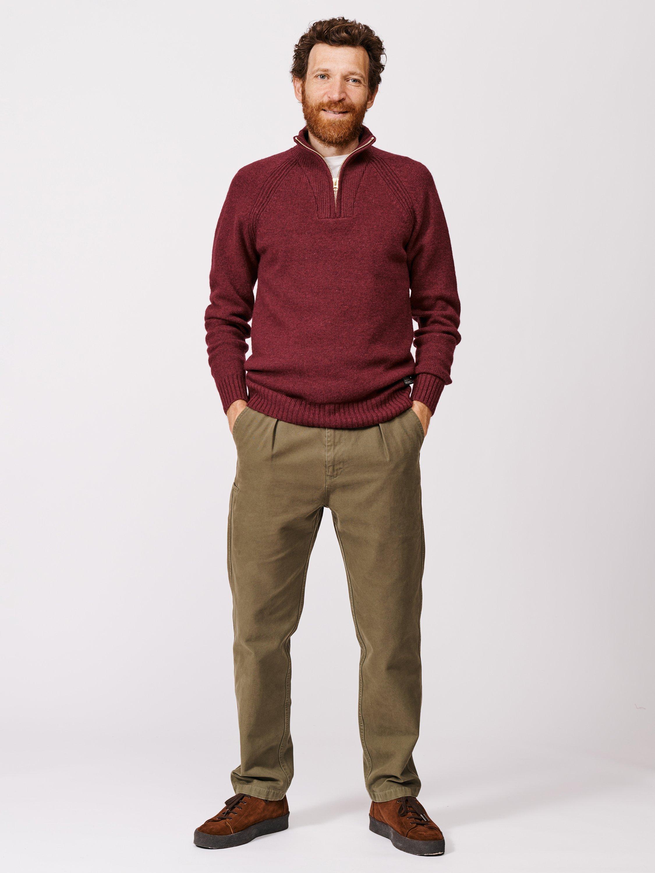 Product image 3 of 7, which shows Aubin Pelham Wool Blend Zip-Neck Jumper, Port, S